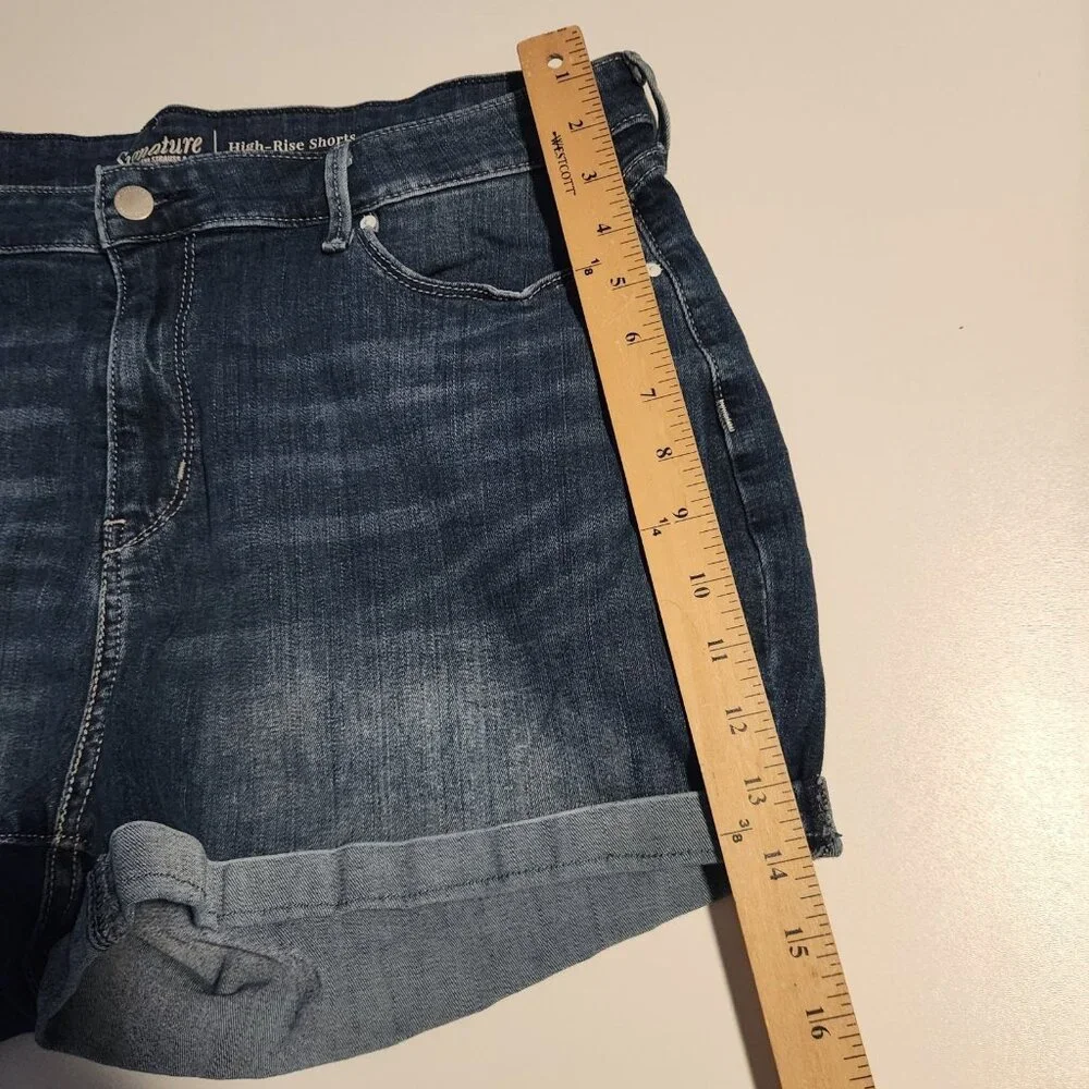Signature‎ Levi Shorts White Label High Rise Cuffed Blue Denim Womens 20 38